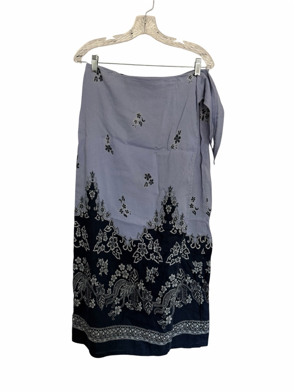 Medium Blue Wrap Linen Skirt L